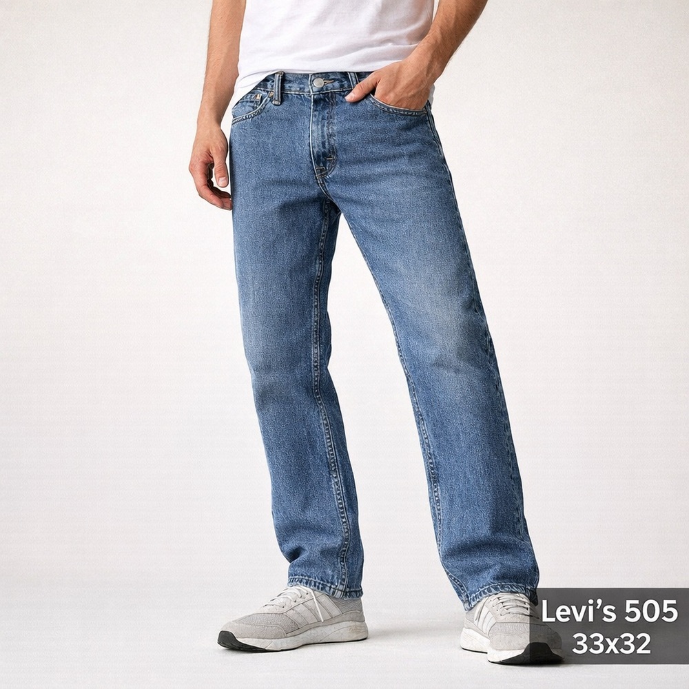 Levi's 505 Regular Fit Jeans Mens W34 L29 Blue Straight Leg Denim Workwear